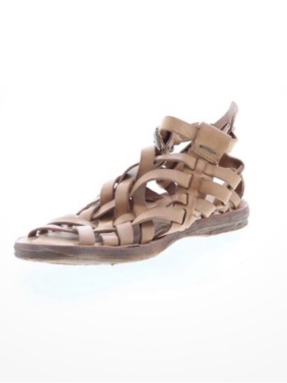 A.S. 98 Ralston Womens Tan Leather Hook & Loop Strap Sandals Shoes